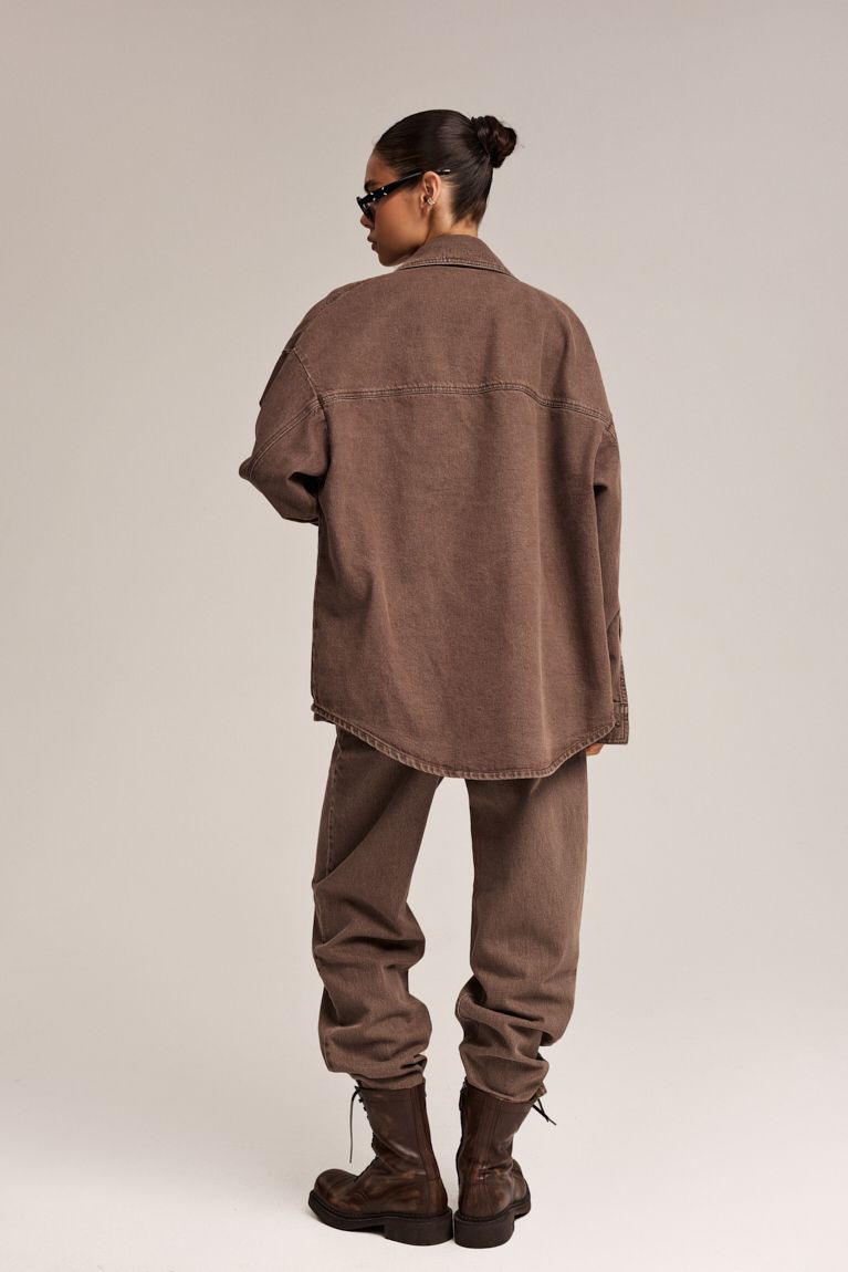 Сорочка джинс 2025 коричнева