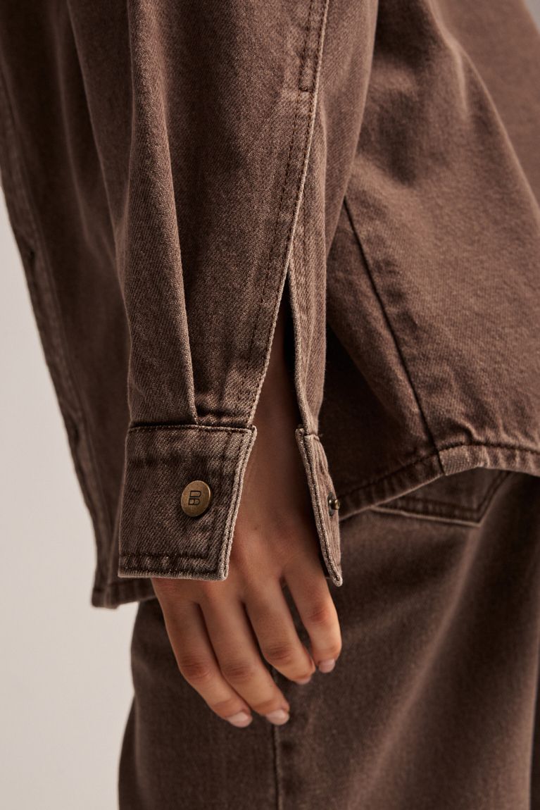 Сорочка джинс 2025 коричнева