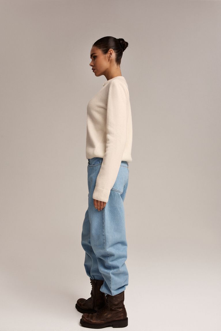 Кардиган вовна з довгим рукавом молочний