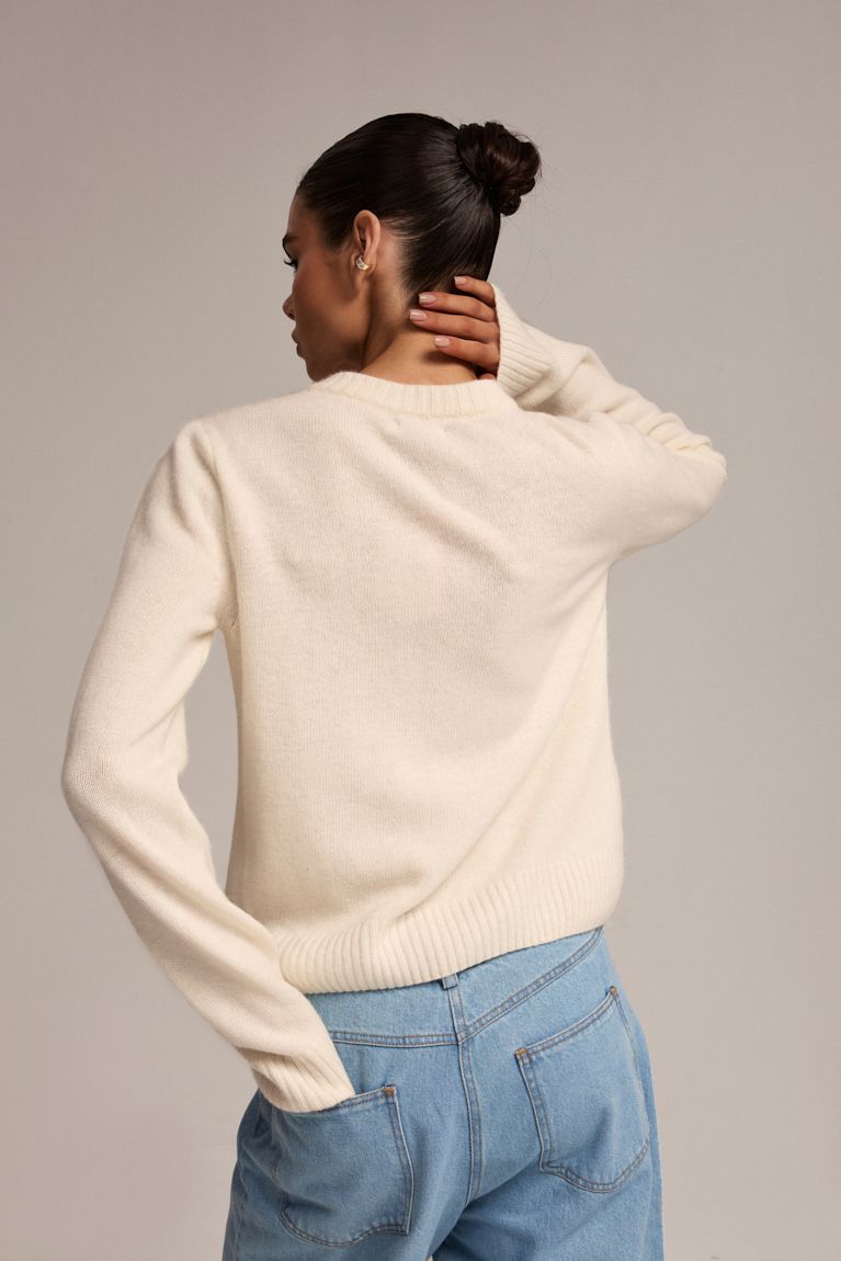 Кардиган вовна з довгим рукавом молочний