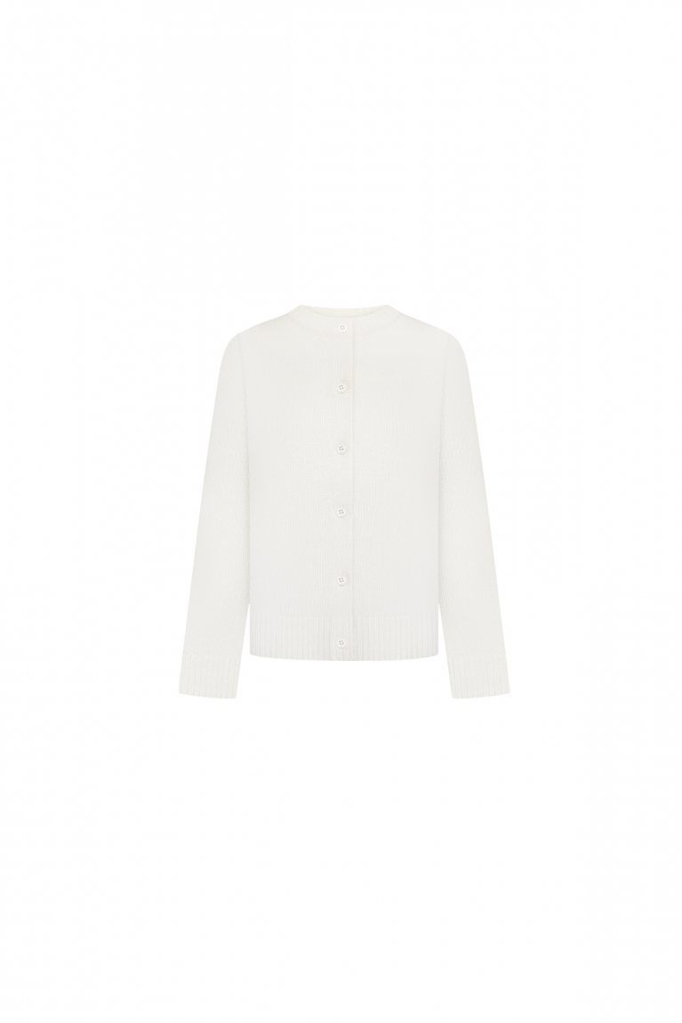 Кардиган вовна з довгим рукавом молочний