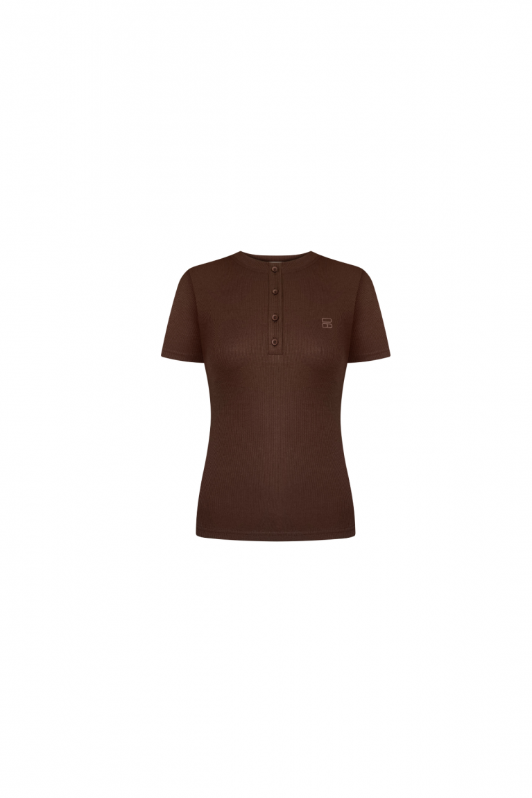 Футболка на ґудзиках шоколад
