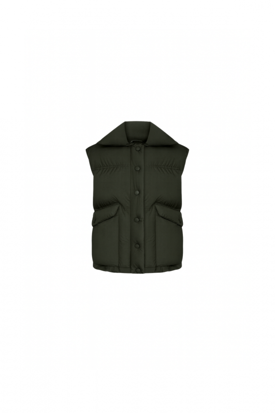 Жилет дутий на блискавці темний хакі