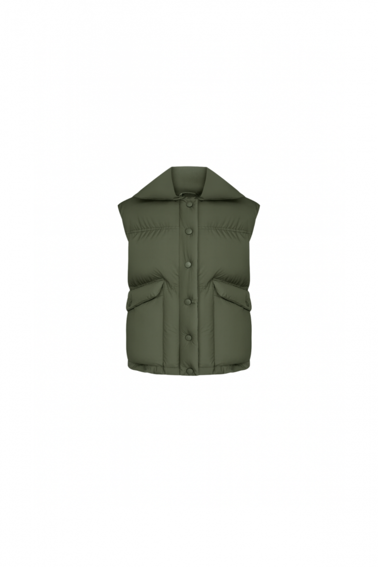 Жилет дутий на блискавці світлий хакі