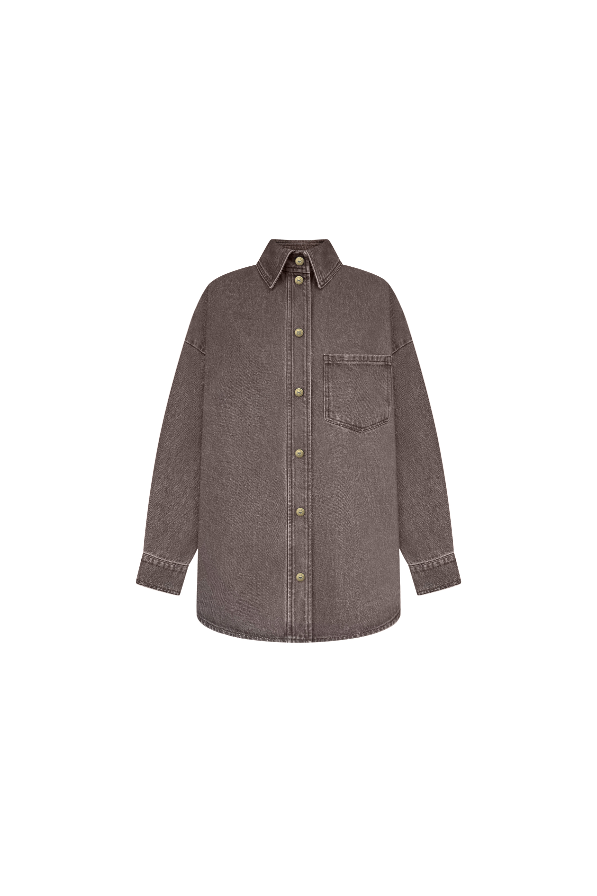 Сорочка джинс 2025 коричнева