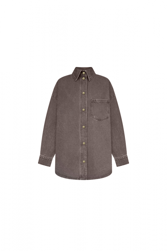 Сорочка джинс 2025 коричнева
