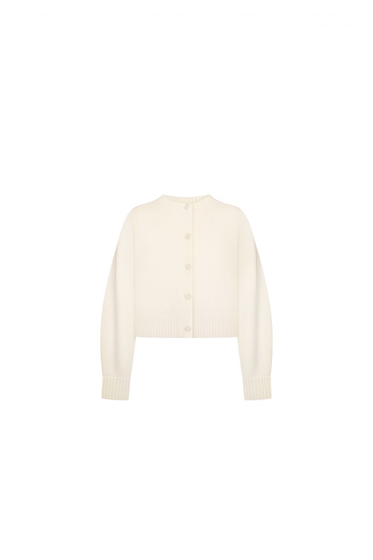 Кардиган в'язаний з довгим рукавом молочний