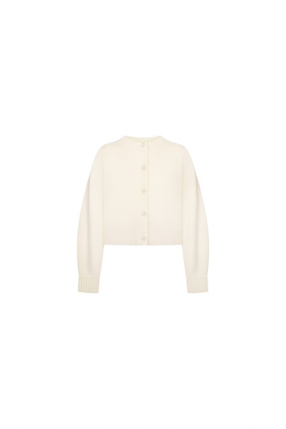 Кардиган в'язаний з довгим рукавом молочний