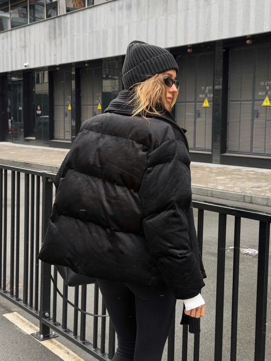 Пуфер вельвет чорний