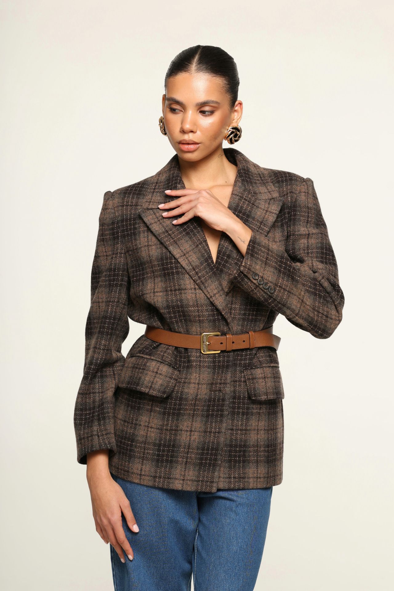 Жакет Сheckered коричневий